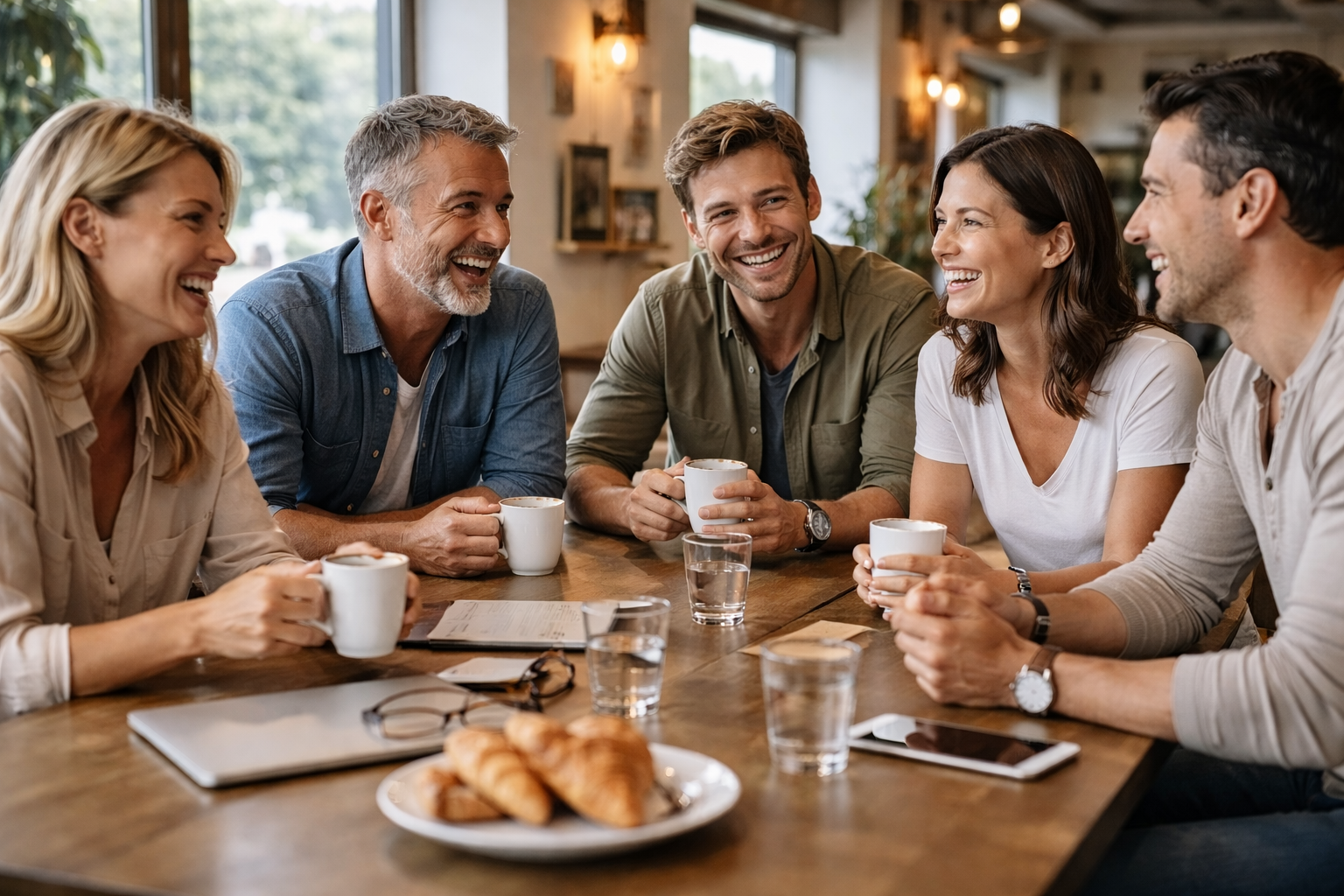 Moment de rires au café